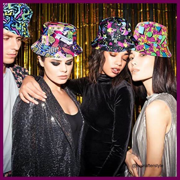 6 Pack Retro Bucket Hats, Polyester, Reversible, Unisex, Foldable